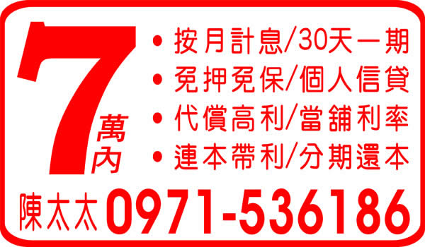 小額借錢，7萬內，當舖利率